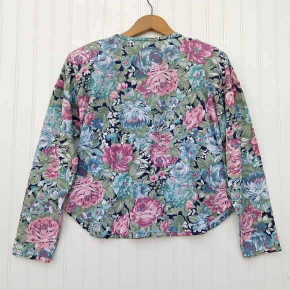 Vintage 90's Floral Crop Top Size M Button Front Tapestry Knit Grunge Coquette - Picture 15 of 15